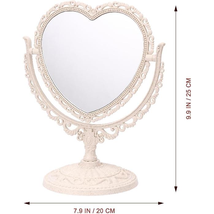 Vintage Rotation Table Mirror, Freestanding Tabletop Makeup Mirror, 360° Double Sided Vanity Tabletop Makeup Mirror for Girl Women Bathroom Bedroom