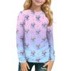 Children's Witch  Printed Long Sleeved Round Neck Top With Floral Print For Daily Casual T-shirt
