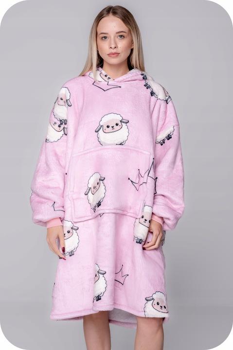 Blanket Sweatshirt Oversize Warm Thick Blanket Sweatshirt 2in1 Sheep Furry [Kb-W15]