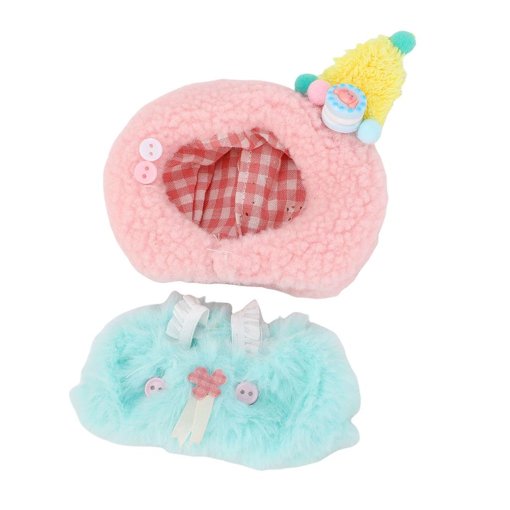 17cm Doll Clothes Set Plush Fiber Cloth Easy To Dress Doll Dress Up Hats Clothes Accessories