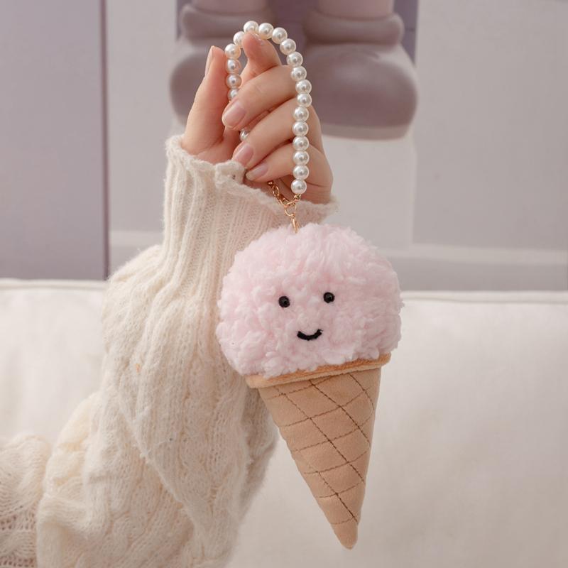 Candy-colored Ice Cream Cone Ice Cream Bag Key Pendant Super Soft Dolls Cartoon Plush Toys Comfortable Fabric Birthday Gifts