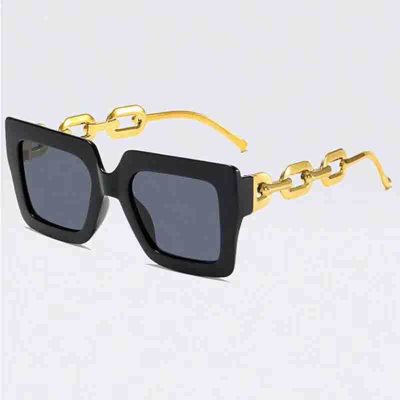 Women Fashion Sunglasses Oversized Frame Women Glasses Brand Designer Square Glasses Uv400 Golden Leg Eyewear Acessories