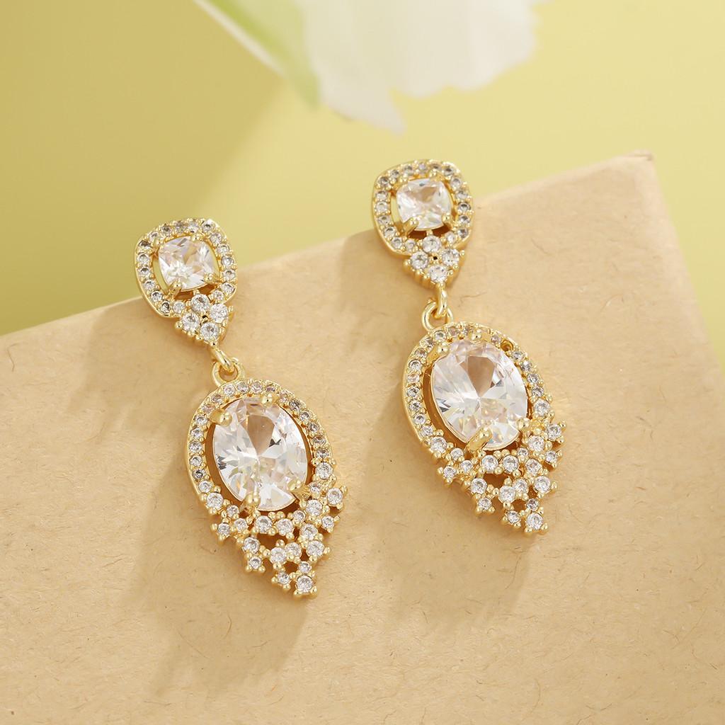 Geometric Drop Dangle Earrings With Zirconia For Evening Wear And Women Fashion