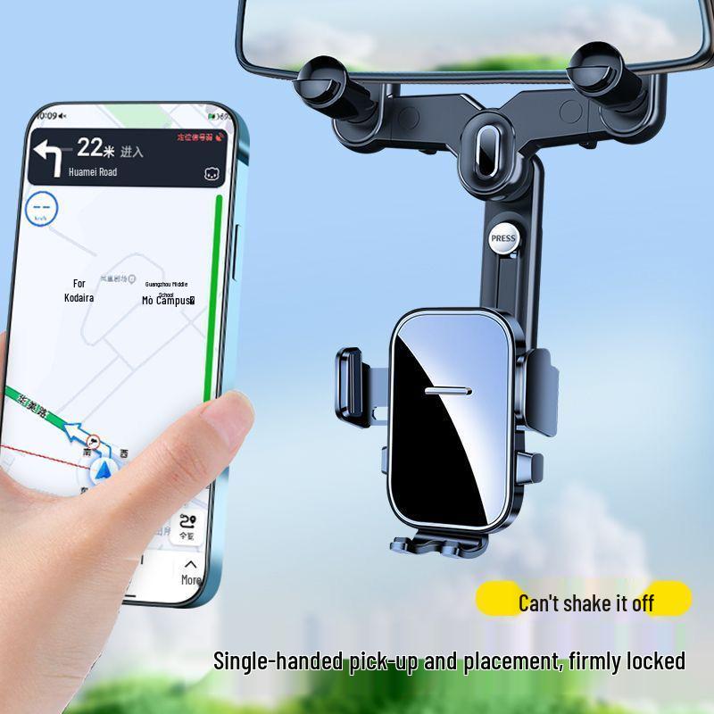 Multifunctional Car Rearview Mirror Phone Holder & Navigation Bracket 2025 - Truck Interior Support.