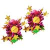 2Pcs Wrist Flower with Star Bell Decor Cheerleading Cheer Elastic Band Bracelet Holiday Celebration Metallic Sparkling Wrist Accessory