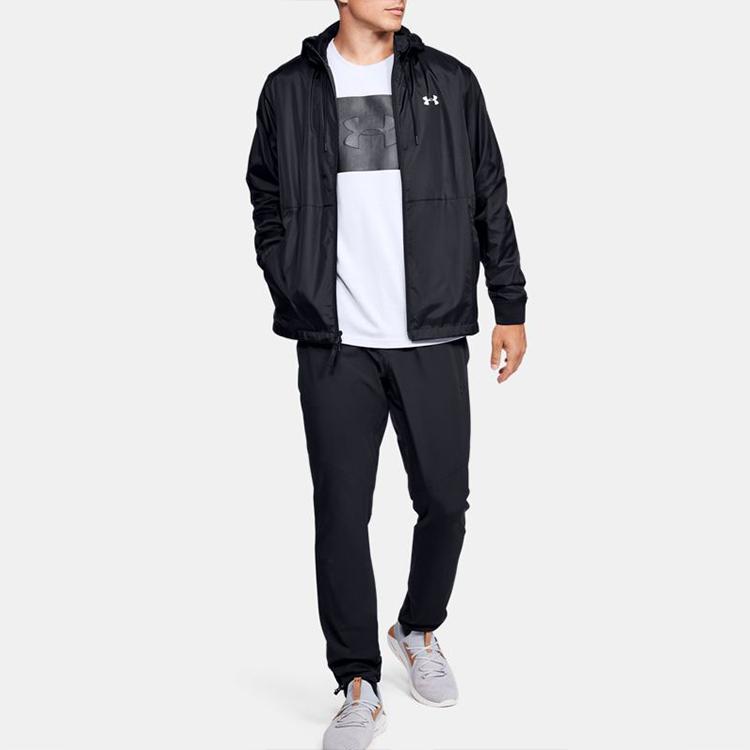 Under Armour Legacy Windbreaker Loose Training Jacket with Hood Men Outerwear Black 1345405-001
