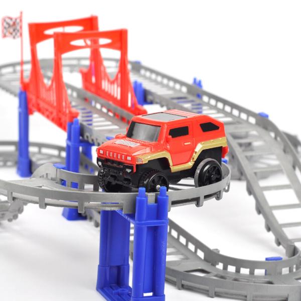 73pcs Car Track Toy Creative Educational DIY Playset Ladder Toy Car Slider Without Battery for Kids