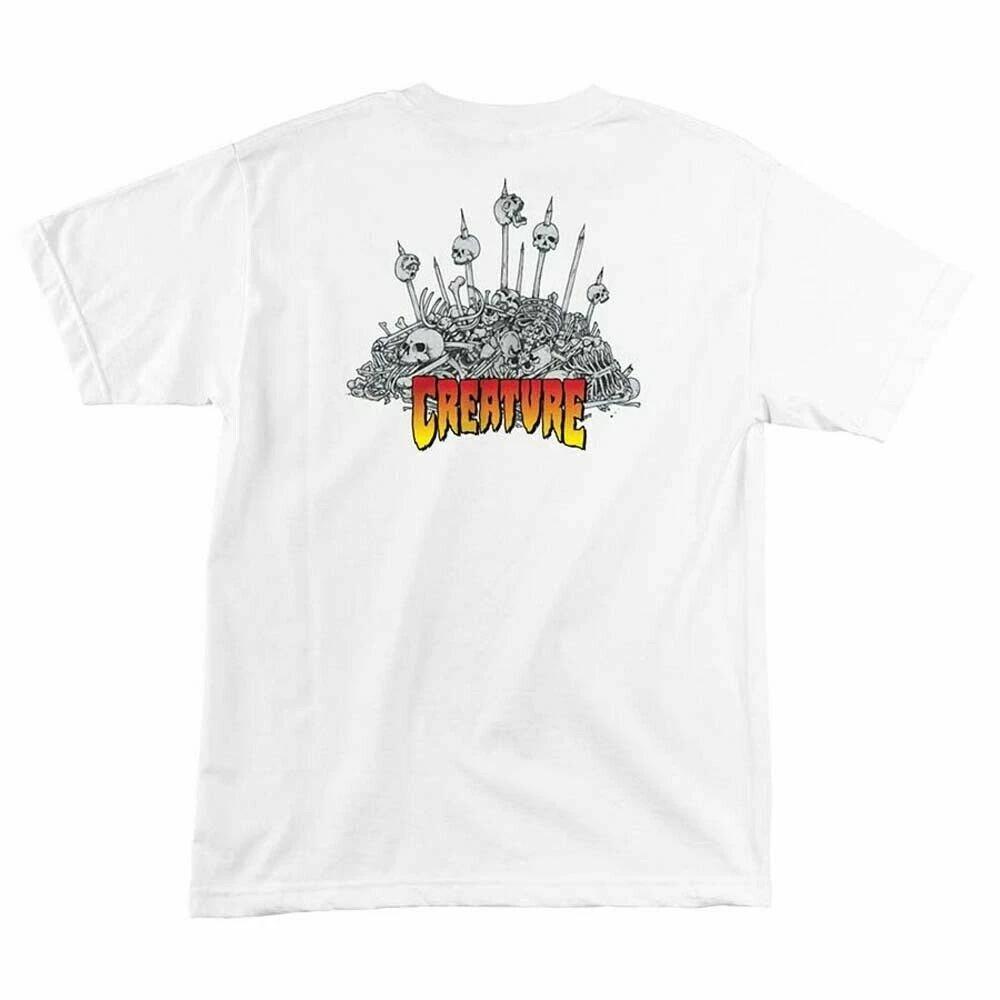 Creature PILE OF BONES Skateboard T Shirt WHITE M