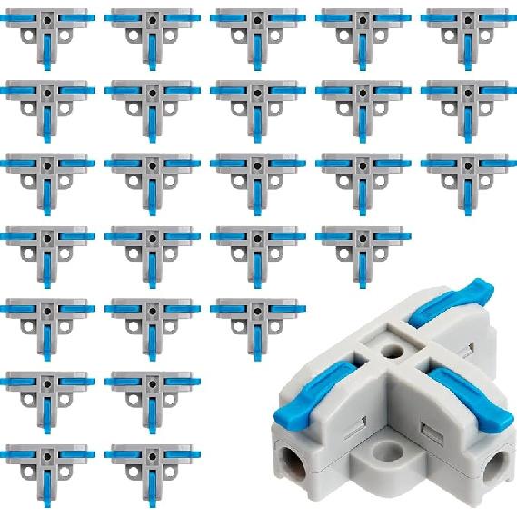 50PCS Lever Wire Connectors, T Shape Out Quick Wire Connectors, Electrical Lever Nuts Wire Connectors Push-in Conductor Terminal Block AWG 28-12