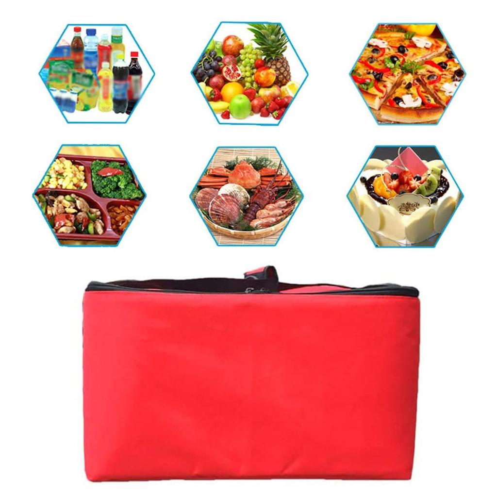Pizza Bag Extra Large Thermal Insulation Winter Meal Delivery Red Pizza