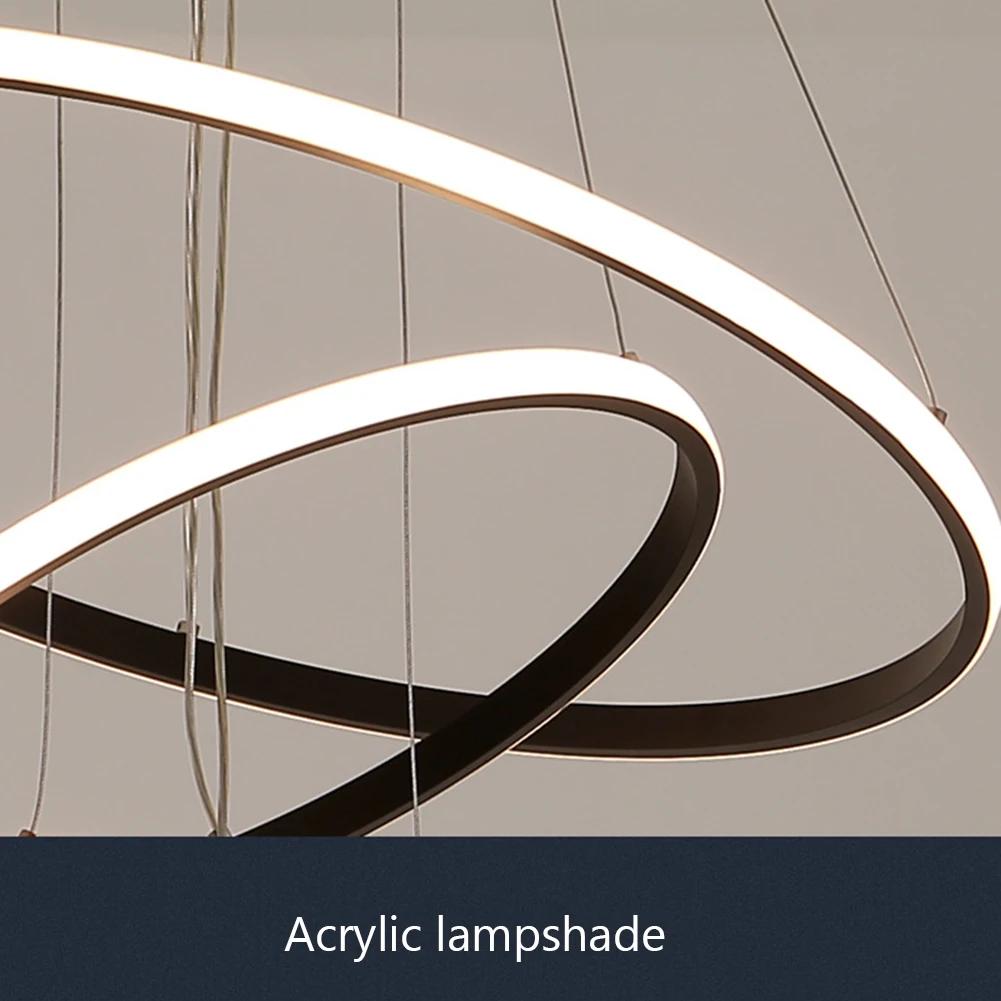 Rings Circle Ceiling Hanging Modern Luxury LED Chandelier Pendant Lights Nordic Home Light Suspensions Luminaire Home Decoration