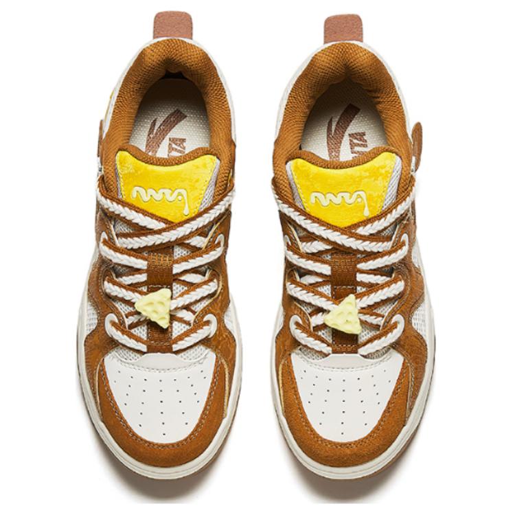 Anta Comfortable Non-Slip Durable Low-Top Skate Shoes Women sneakers Brown White 122428061-5