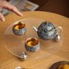 Chinese Cloisonné Butterfly Silver Pot Tea Set