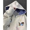Dog Embroidered Plaid Hooded Sweater Cardigan Women's Spring and Autumn New Korean Lazy Style Chic Coat
