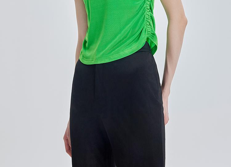 Acetic acid casual slim fit short sleeved T-shirt for women's summer design sense, niche thin style, age reducing versatile round neck top