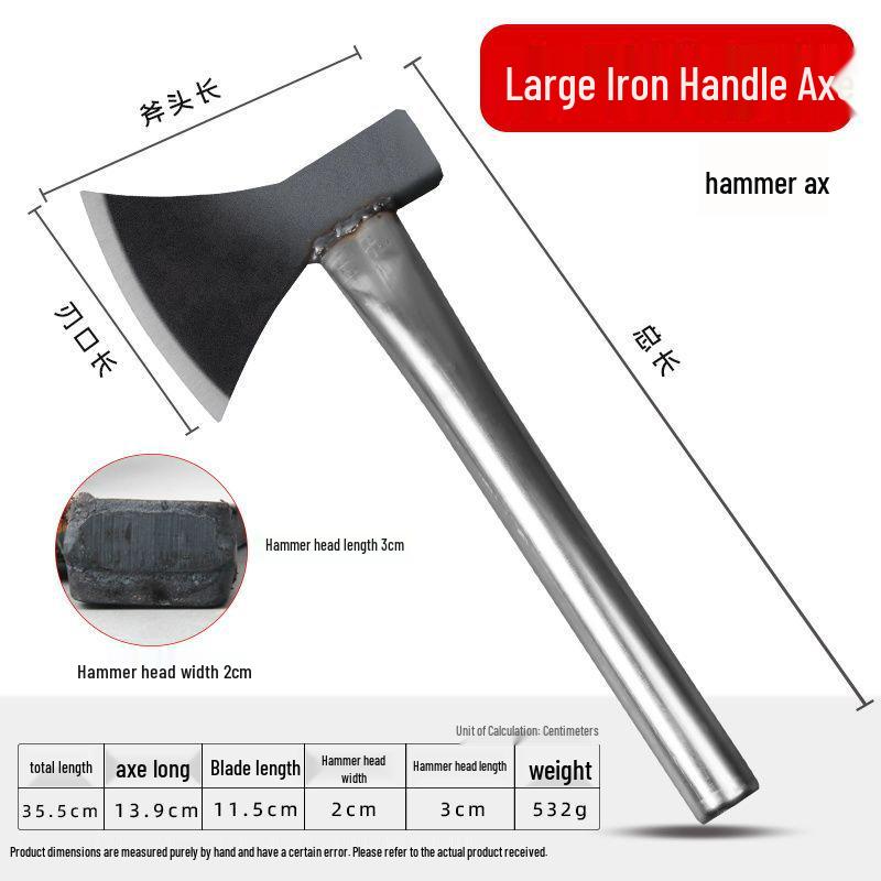 Axe Splitting Wood Axe - Hand Forged Steel Cleaver for Outdoor Woodworking, Firefighting, & Mountain Adventures