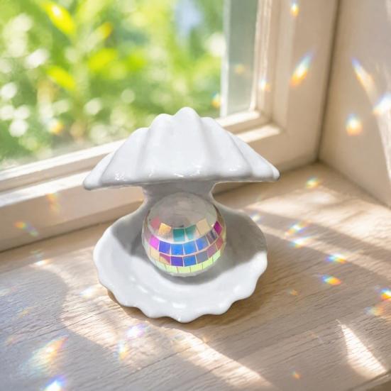 Cute Animal Ornament Disco Snail Figurine, Retro 70s Ball Table Statue, 3D Boho Room Accessories Glitter Mirror for Home Office Desktop Shelf
