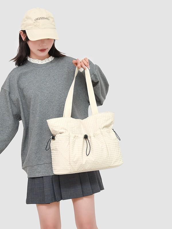 Fashion Plaid Tote Bag With Nylon Material For Casual Daily Use Womens Street Style