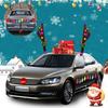 Reindeer Antlers For Cars, Christmas Reindeer Antlers Car Decoration Kit With Color LED Light, Car Decorations With Antlers, Red Nose, Tail, Bell,