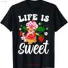 Life Is Sweet Vintage Erdbeer T-Shirt für Papa Mama Tochter Kollege vintage gewaschen dehnbar lässig Grafik Unisex vielseitig