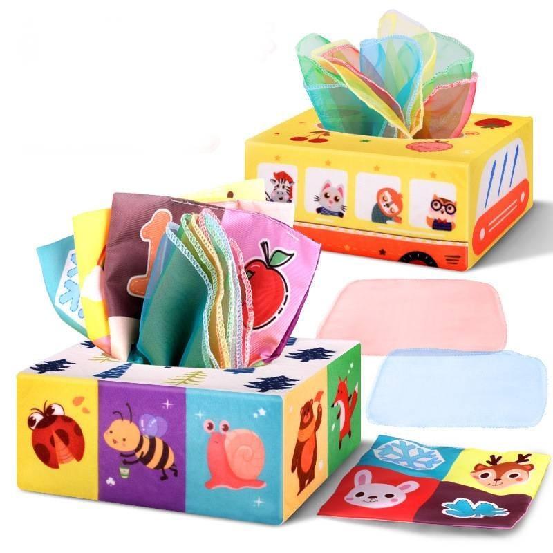 Strapazierfähiges Baby-Taschentuchbox-Spielzeug Für die Früherziehung Weicher Stoff Reißfest Für 0-1-Jährige