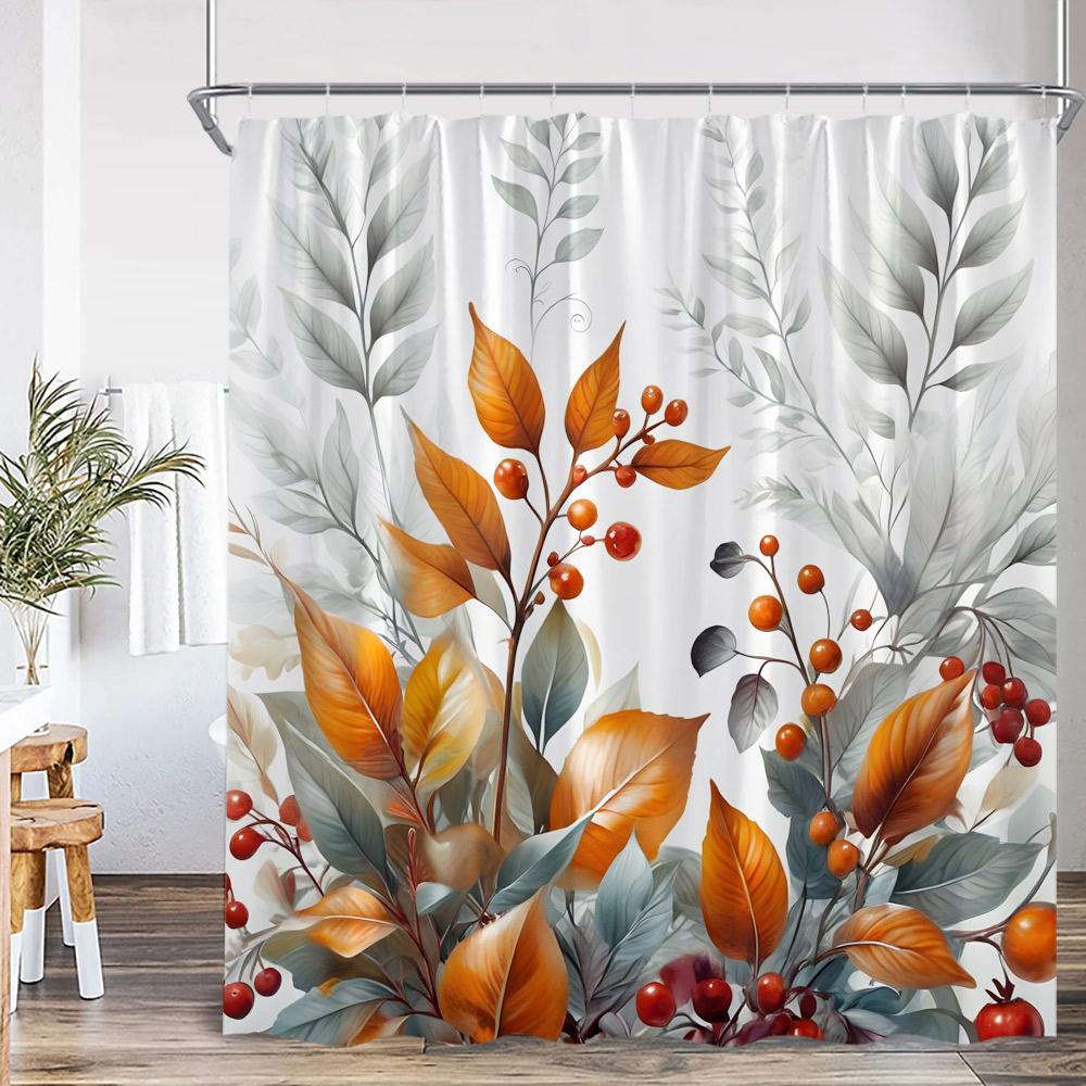 Watercolor Floral Shower Curtain Colorful Flower Blossom Butterfly Plants Bathroom Decoration Modern Bathtub Curtain with HooksW