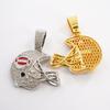 New hip-hop full diamond trend bouncing football helmet pendant with 5mm twist chain necklace