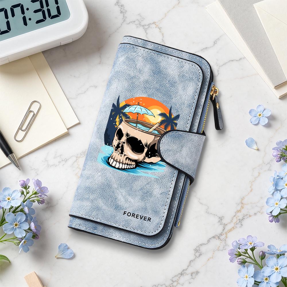 Summer Skull Pattern Long Wallet Fashion Daily Portable Card Holder