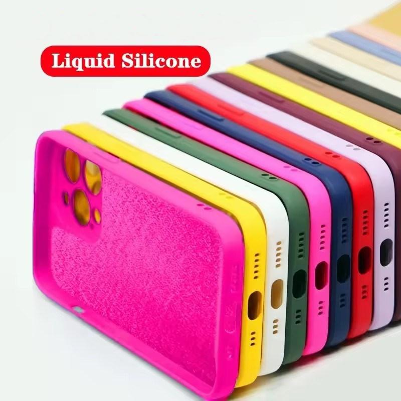 Capa de Celular de Silicone Líquido Macio de Luxo Para iPhone 16 15 14 13 12 11 Pro Max Mini XR Plus SE 2020