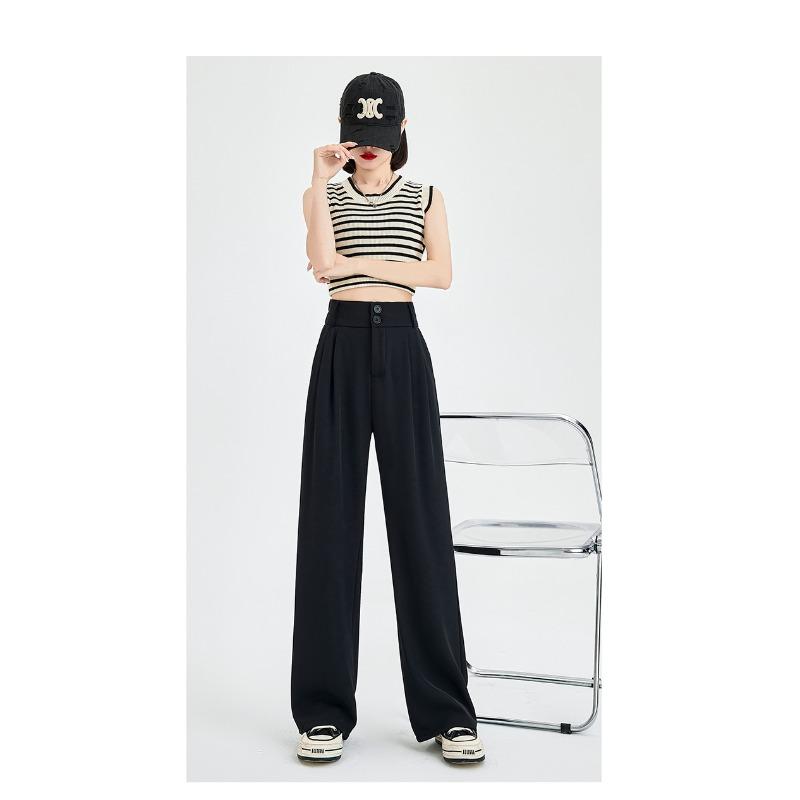 Suit Pants for For Women In Warm Season and Summer New Style Draped Straight-leg Casual Trousers for Small Ice Silk Wide-leg Pants