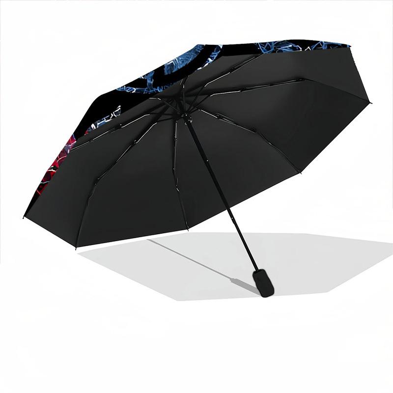 1pc Supernatural Symbols YinYang Automatic Folding Umbrella - Design, Durable Iron Frame for Travel, Outdoor, Beach Fashion Accessory A0920005