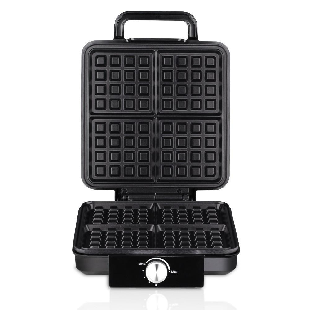 4-Scheiben Antihaft-Waffelautomat Doppelseitige Heizung Temperaturregelung Pfannkuchen Eierkuchen Backmaschine
