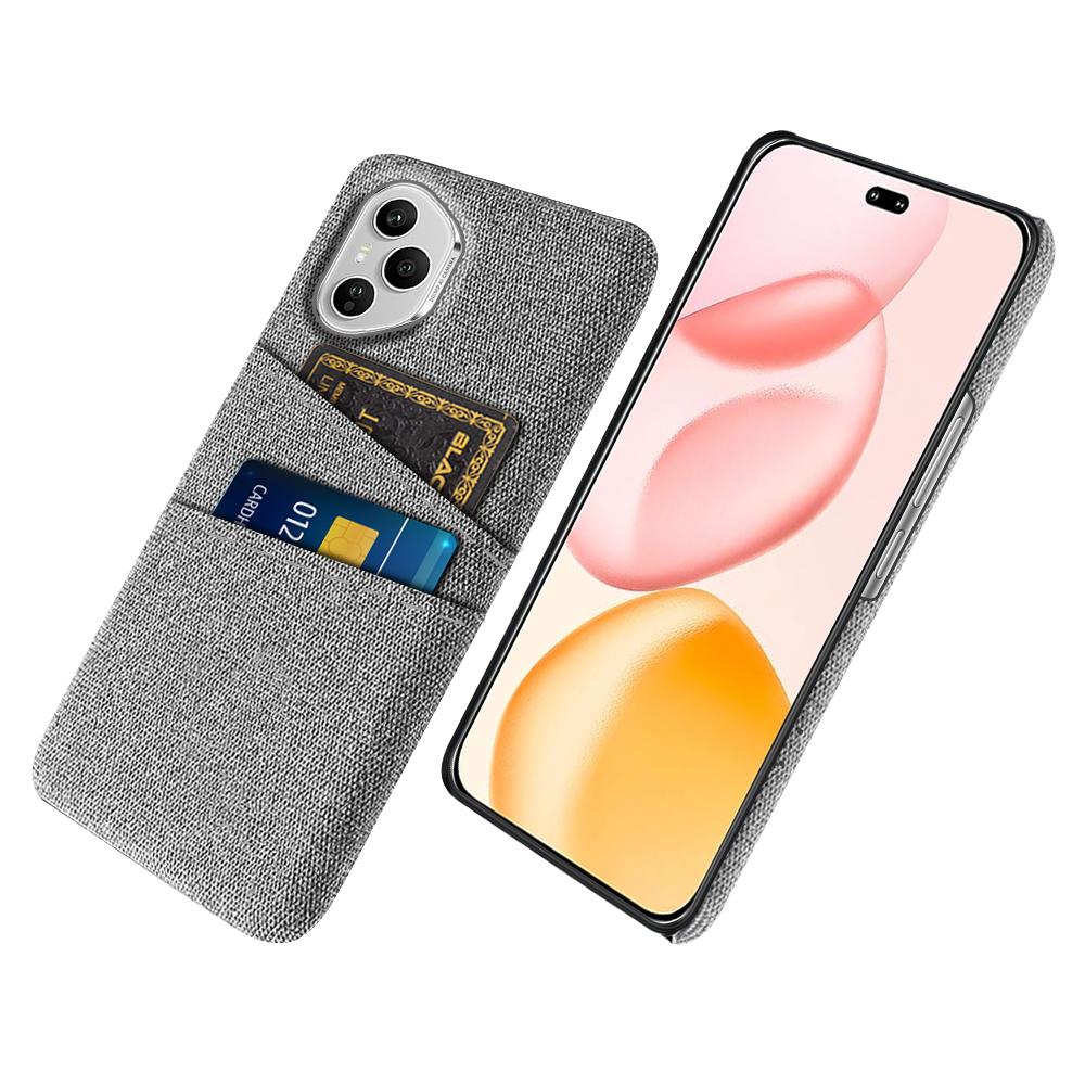 Für Honor 400 Pro 5G (Global) Hülle Stoff+Hartes PC Handyhülle mit Dualen Kartenfächern