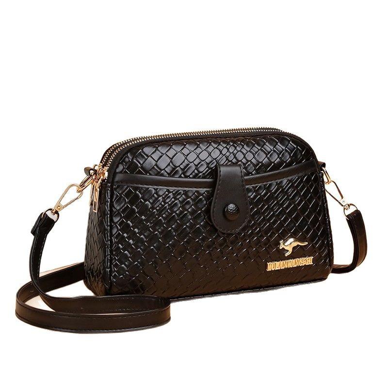 Kangaroo Woven Small Square Bag, Women's Fashion Crossbody Shoulder Bag