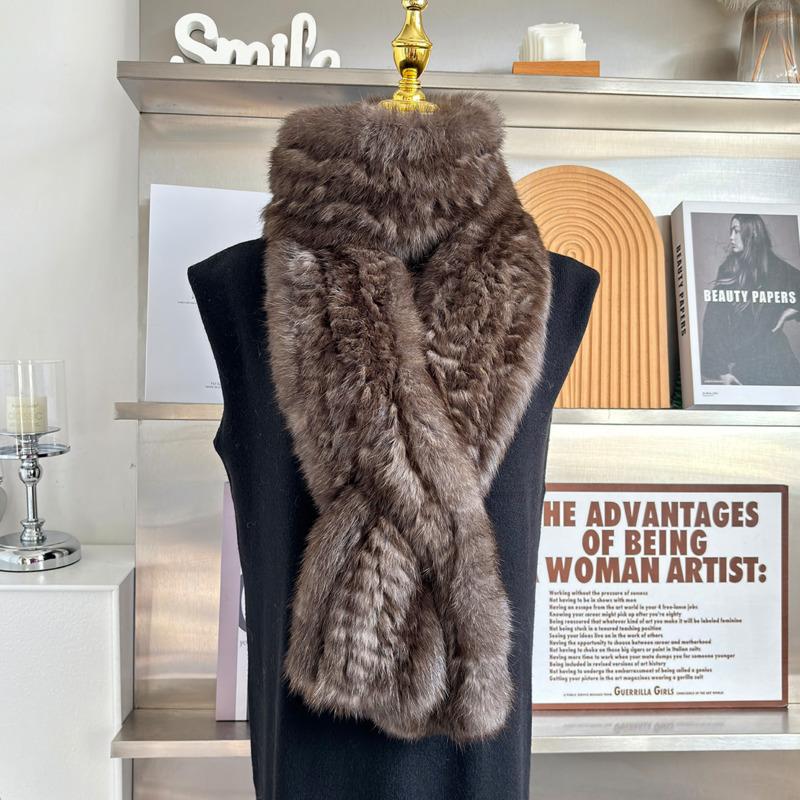 Real Rex Rabbit Fur Long Scarf Winter Warm Double-Sided Woven Fur Neck Warmer Luxury Wide Fur Collar Natural Fur Scarf Shawl
