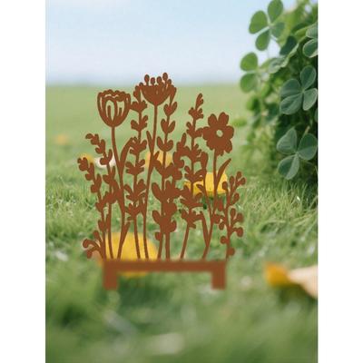 Vintage Garden Stakes for Outdoor Decor Rustic Metal Yard Art Weather Resistant Landscape Lawn Ornaments Christmas Halloween Planter Decoration