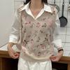 New ArriVals Open Run Women Floral Print V Neck Fall Color Block Knit Vest