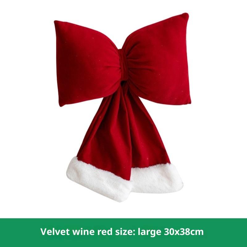 Christmas Solid Color Plush Bow Pendant Creative Festival Home Background Decoration Ornaments Party Atmosphere Supplies