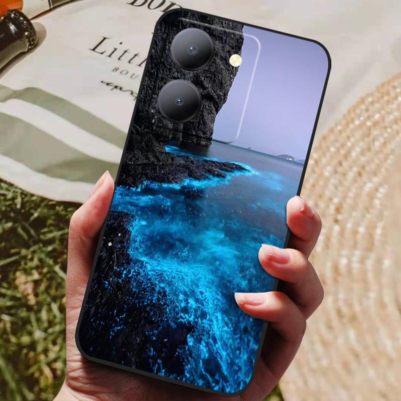 Para Capa Vivo Y36 5G Capa Preta À Prova de Choque Silicone Macio Capas Traseiras Para Vivo Y36 4G V2247 Capa de Telefone Y 36 5G Capa Leão Lobo