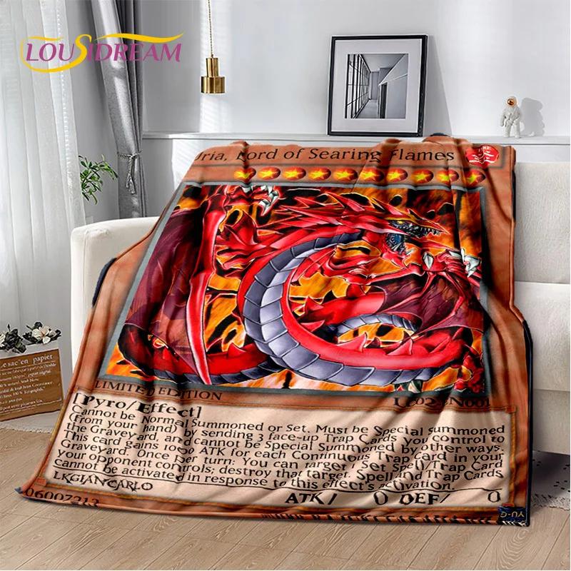 Monster Gold Card Cartoon Yu-Gi-Oh Anime Blue Eyes Dragon Game Soft Flannel Blanket for Bed Bedroom Sofa Picnic,Outdoors Leisure