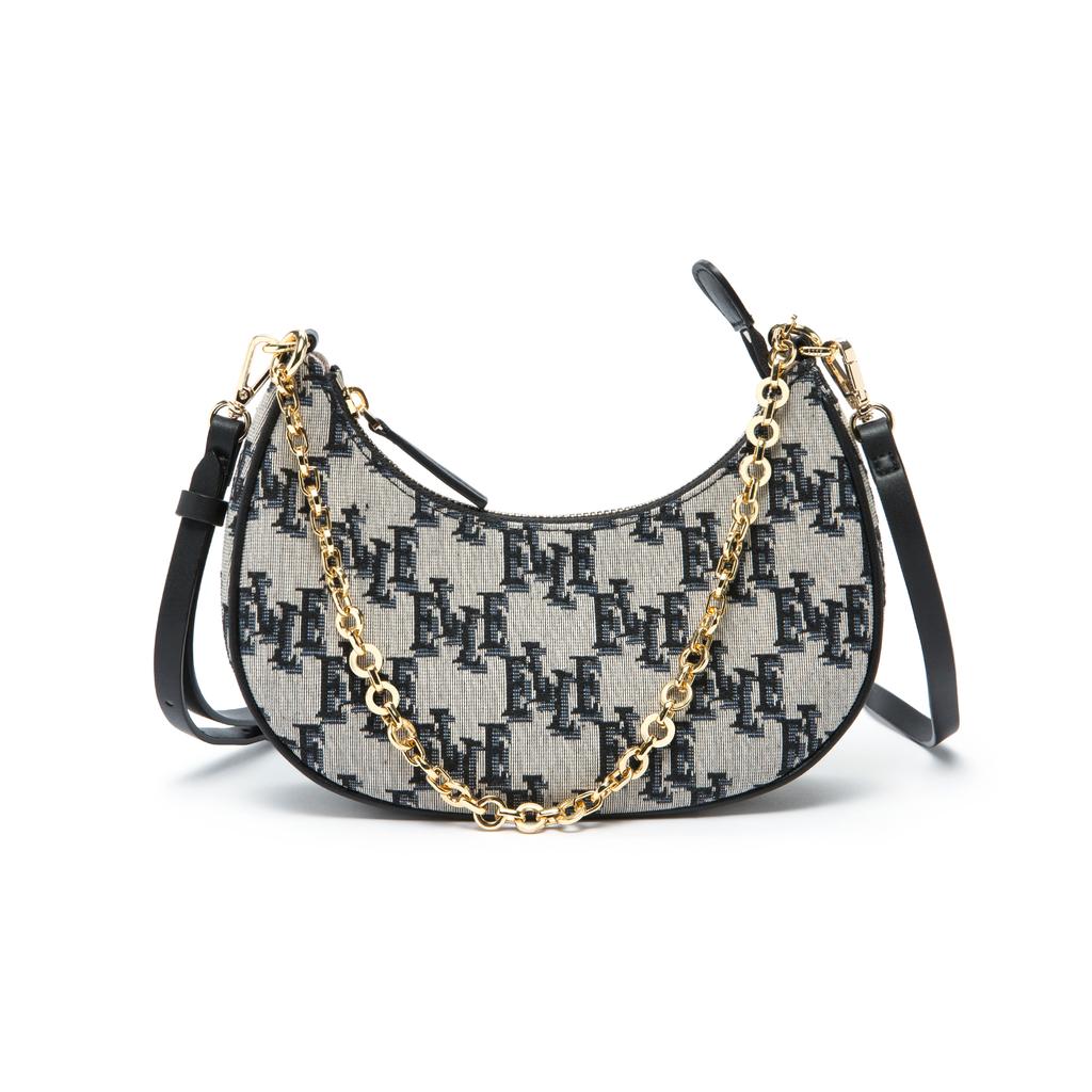 New ELLE Fabric Shoulder Bag Women's Black/Brown/Light Blue E22F1422462