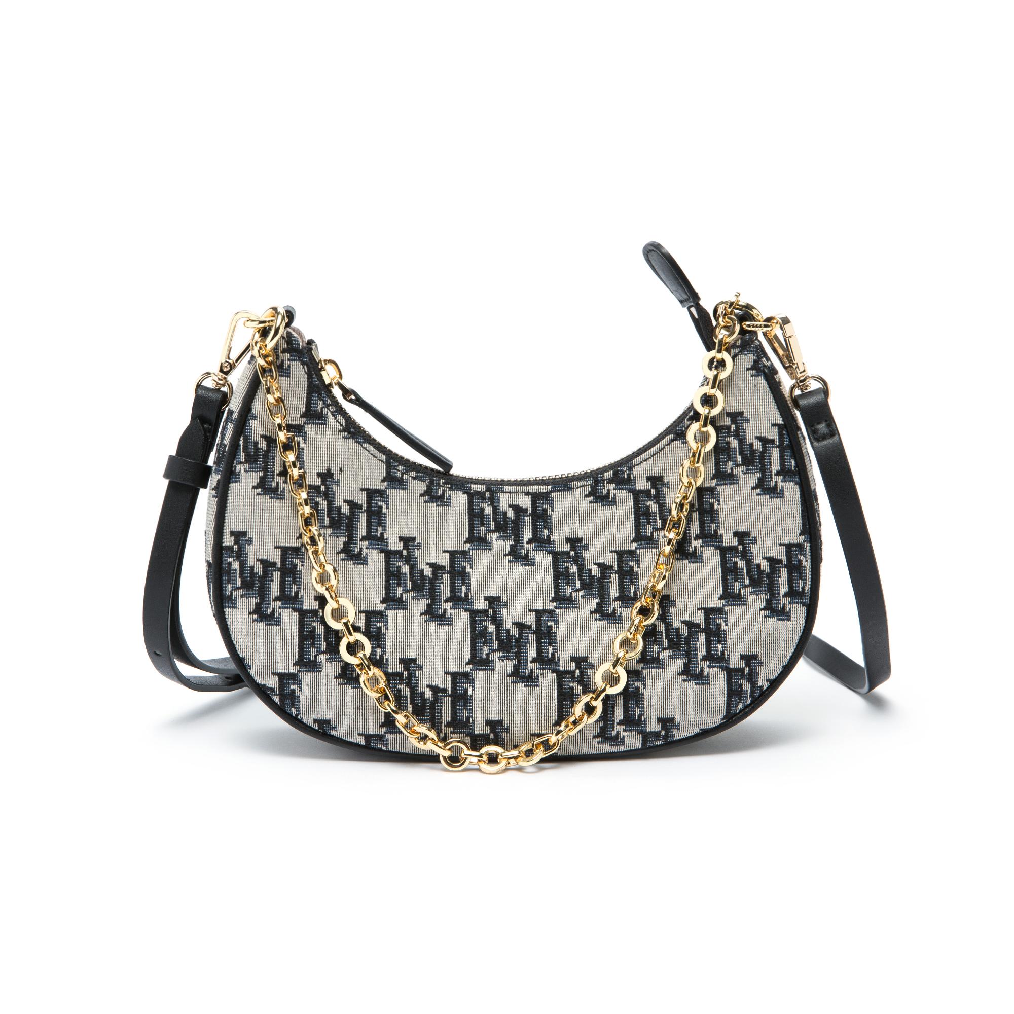 

New ELLE Fabric Shoulder Bag Women s Black/Brown/Light Blue E22F1422462 23.1*7.6*16.0CM