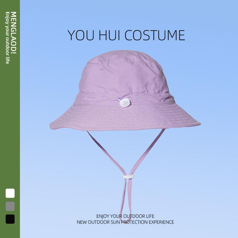Barn enfärgad bucket hat sommar stor brätte UV-skydd solhatt söt baby mode mångsidig strandhatt