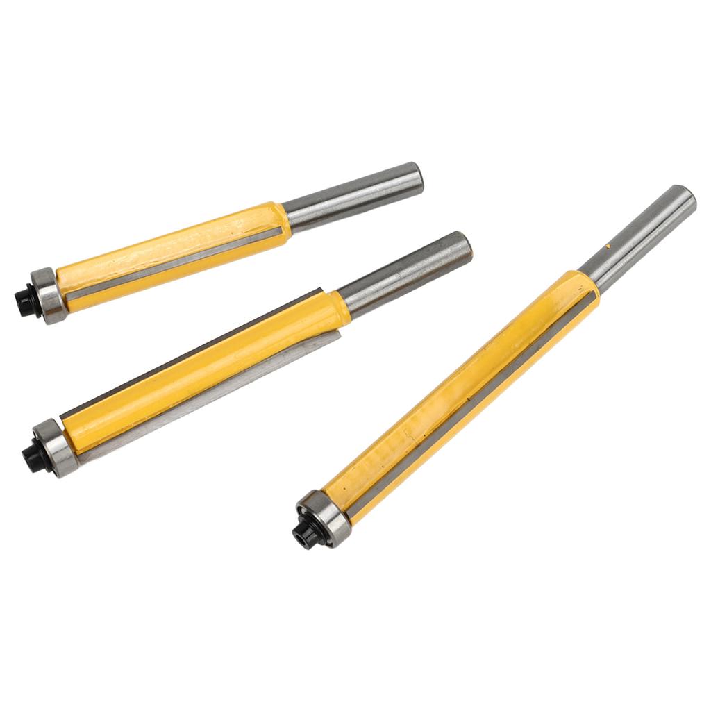 3 Stück Bündigfräser Wolframstahllegierung Professionelles Bündigfräser-Set mit geradem Lager mit 8mm Schaft für