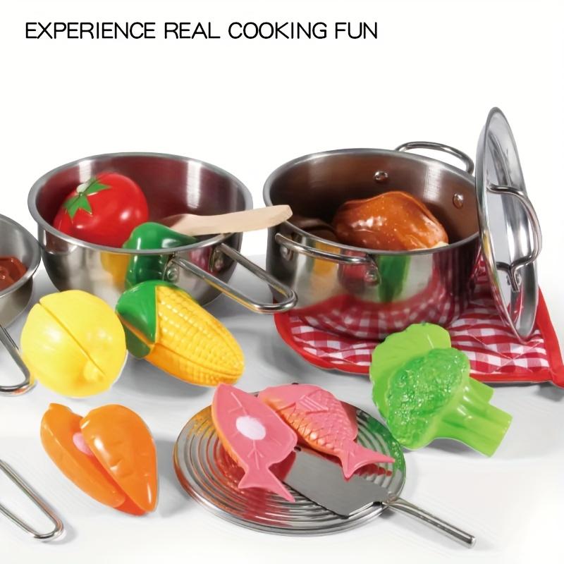 Household stainless steel kitchen toy mini simulation dinnerware vegetable cooking set, children's birthday gift toy