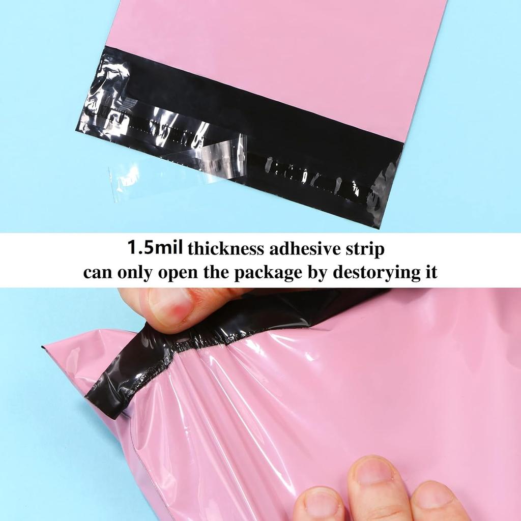 8.6x11.8 Inch Pink Polyethylene Shipping Bags Self Sealing Mailing Envelopes Waterproof Tear Resistant Mailers for Small Items Packaging 50 Pack