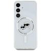Karl Lagerfeld Case Button Karl & Choupette Heads Printed Logo Magsafe For Samsung Galaxy S25 White