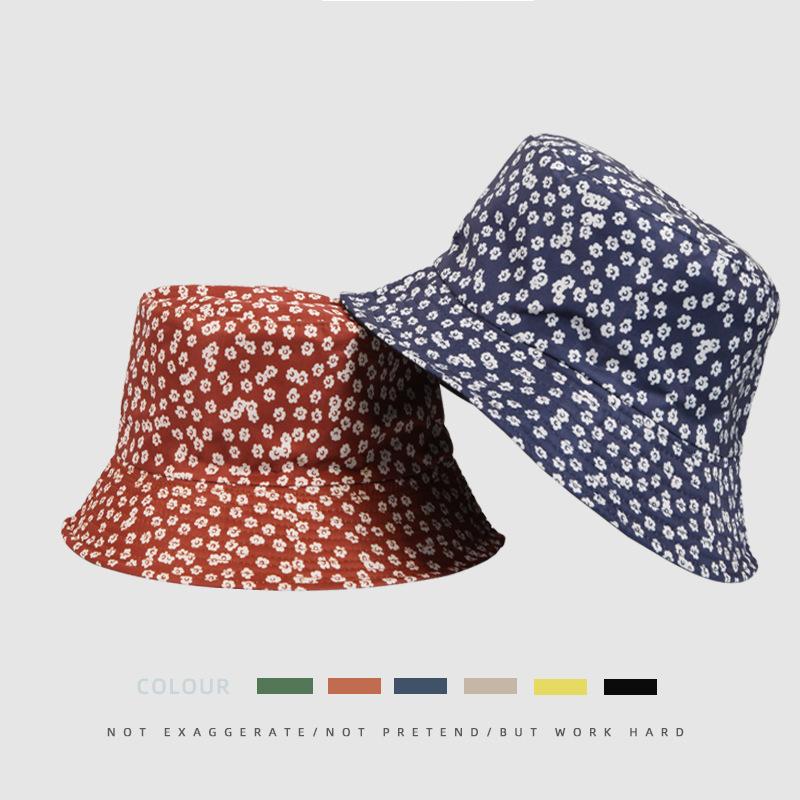 Hat Versatile Style Flower Print Womens Sunshade Hatscaps Fishermans