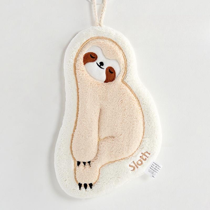 Cute Sloth Hanging Hand Towel Thickened Coral Velvet Absorbent Quick Drying Towel Bathroom Kitchen Supplies