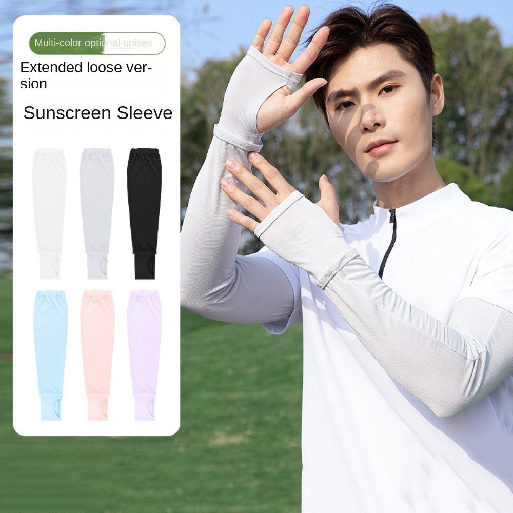Elastic Long Ice Silk Sleeves Arm Protection Cycling Gloves Sunscreen Arm Covers  Women/girls